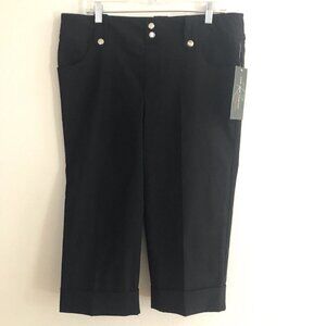 NWT Rekucci Women's Sz 16P High Rise Comfort Modern Classic Cuffed Capri Stretch